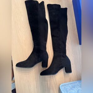 Stuart Weitzman Black Over the Knee Boots Suede Elegance